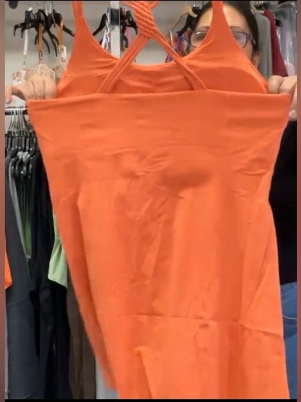 Orange Cross-Back Ribbed Tank Dress - Picture 1 of 2